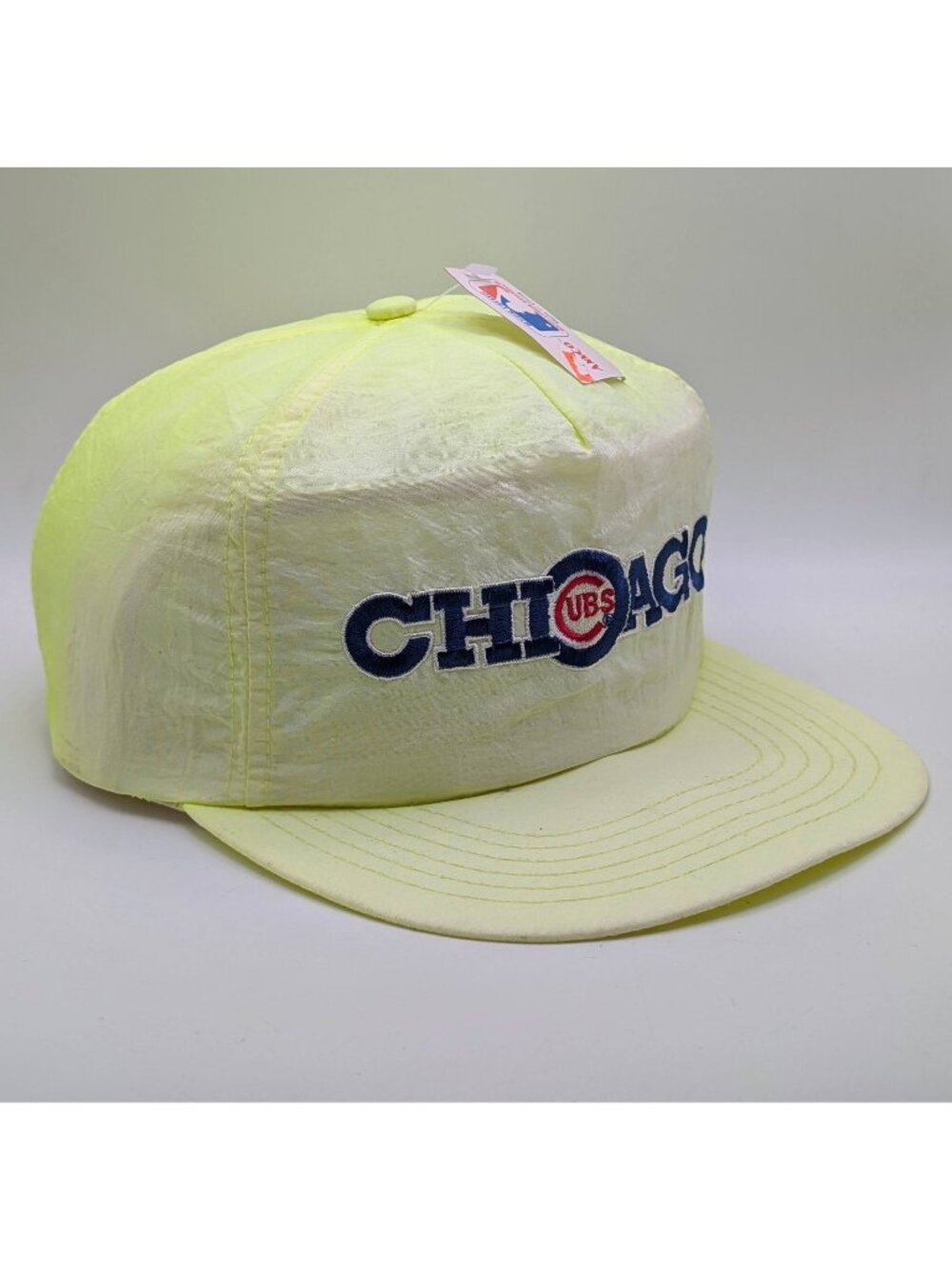 Vintage Chicago Cubs Snapback Hat ANNCO 90s Neon Yellow MLB Baseball SEE PICS